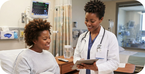 Doctor consulting a patient in hospital